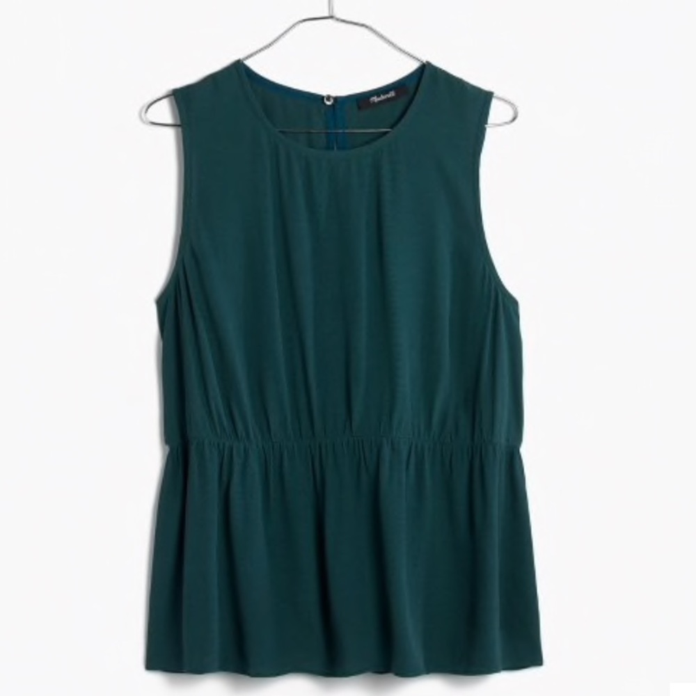 Madewell Ruffle Peplum Teal Tank Top
